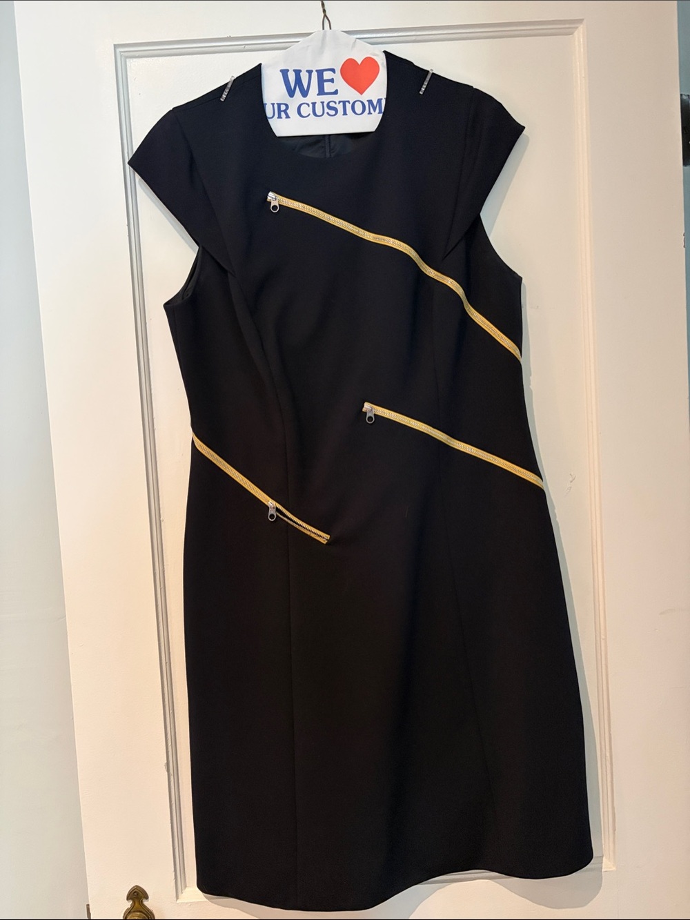 Karen Millen Black Mini Dress with Gold Zipper Detail